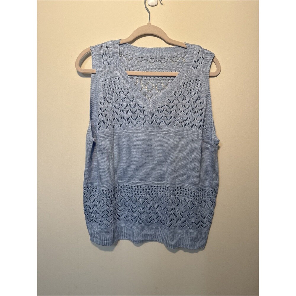 Amazon Blue Knit Sleeveless Sweater - Large